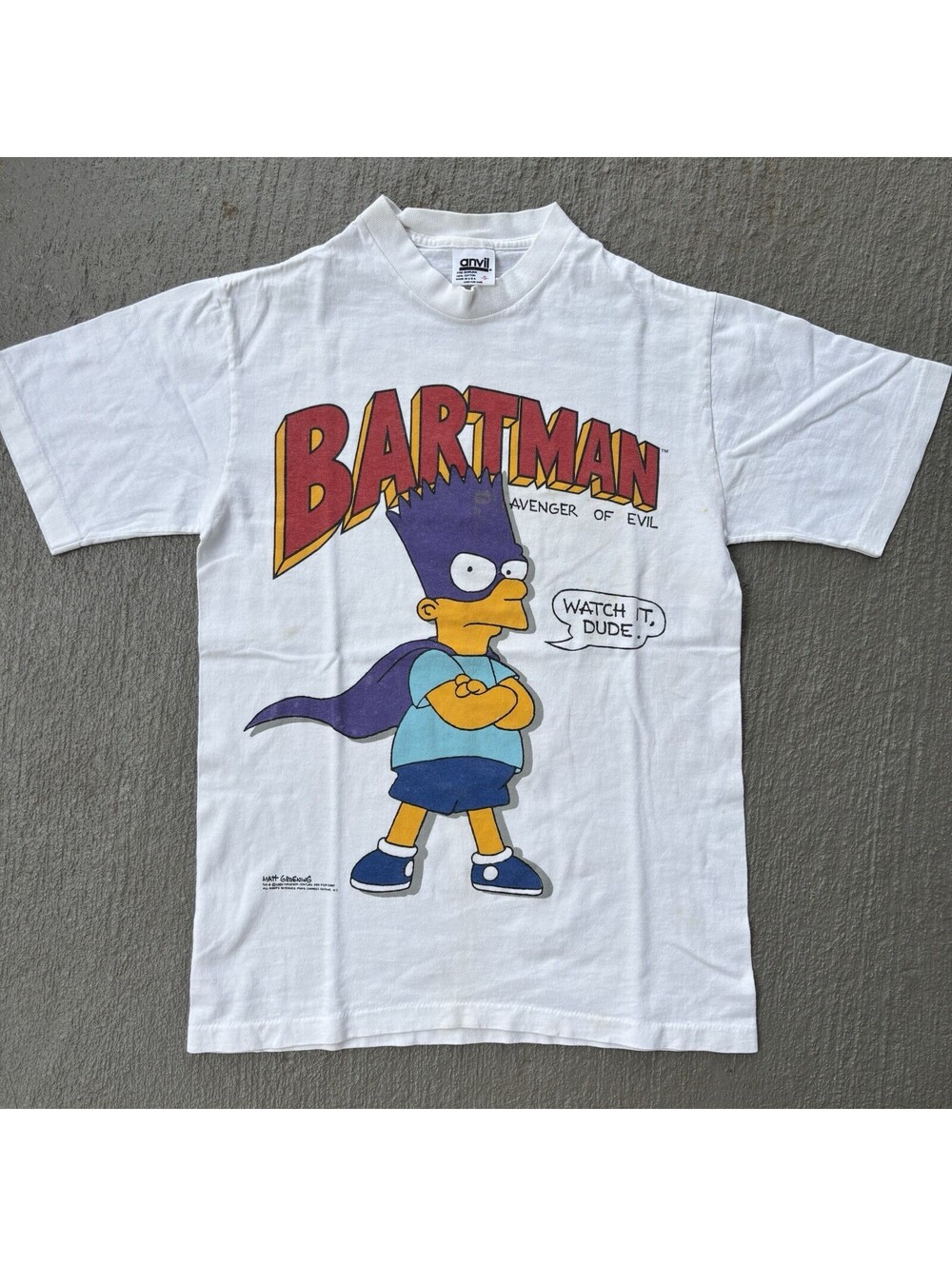 Vintage 1989 Bart Simpson Bartman Cartoon Promo Shirt Small